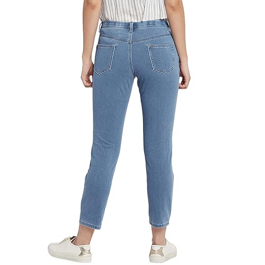 GLOVINA Women Mid Rise Cropped Denim Jeggings – Stylish Stretchable Slim Fit Casual Wear Pant