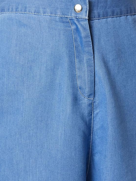 Mira Charm Women's High-Waist Denim Flared Pants with Stylish Retro Look for Casual and Party Wear