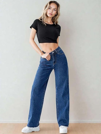 KORVIA Women’s High Rise Straight Fit Jeans with Classic Design, Comfortable Fabric and Stylish Look