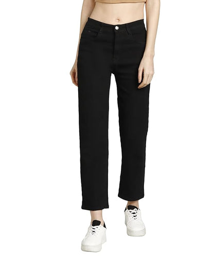 NovaWear Women's Denim Straight Fit Boyfriend Jeans with Comfortable Mid-Rise Waist and Casual Style