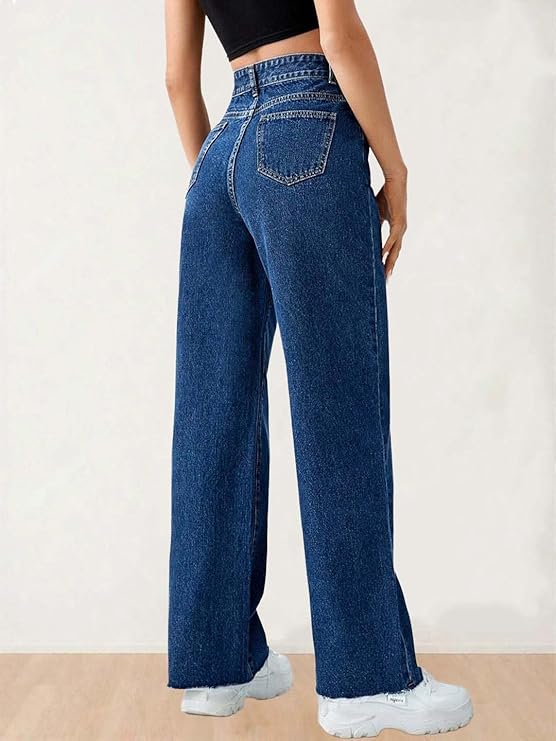 KORVIA Women’s High Rise Straight Fit Jeans with Classic Design, Comfortable Fabric and Stylish Look