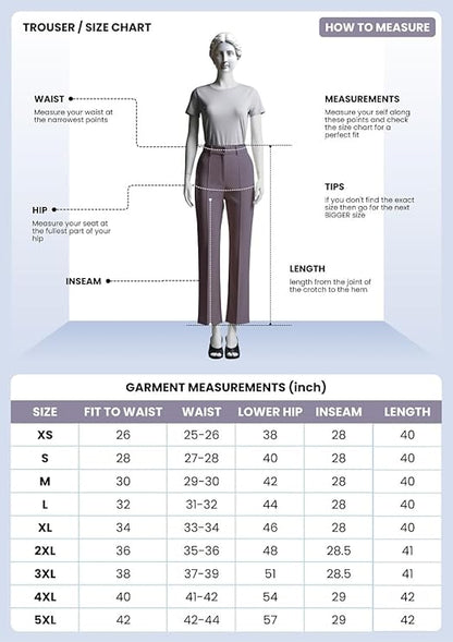 GRAVINNA Women High Rise Flared Trousers | Korean Style Formal Pants for Office, College & Events (Pack of 2)