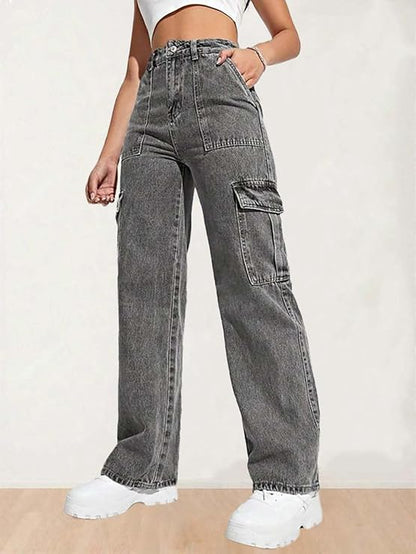 KORVIA Women's High Waist Wide Fit Jeans – Relaxed Denim Pants with Stylish Wide Leg Design