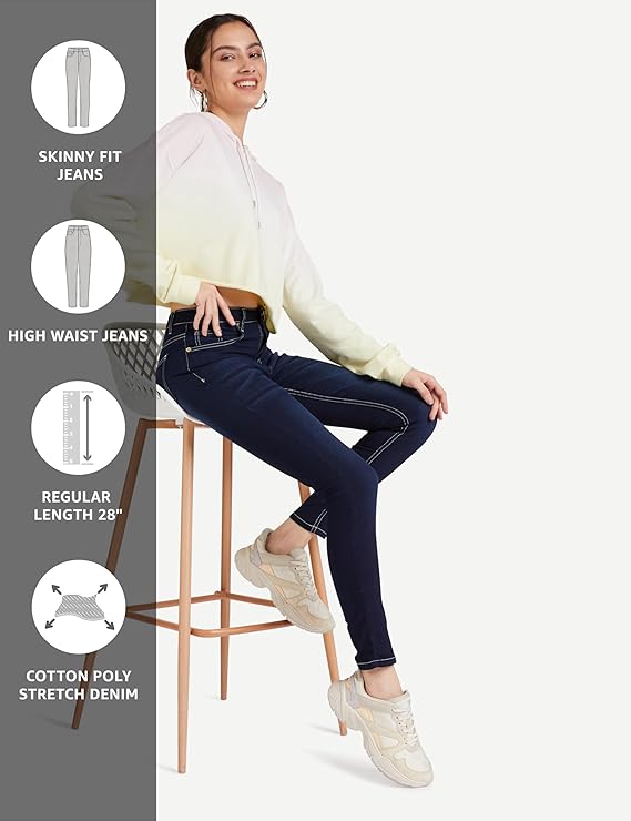 Avelora Brand - Sylvara Women's Stretchable Skinny Fit Denim Jeans for Casual and Everyday Wear