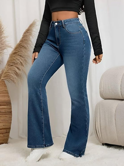 Ben Martin Women’s High Waist Jeans || Flared Bell Bottom Bootcut Pants || Wide Leg Stretch Denim – Perfect for Travel, Party & Everyday Use – Sizes 26–40 (2)