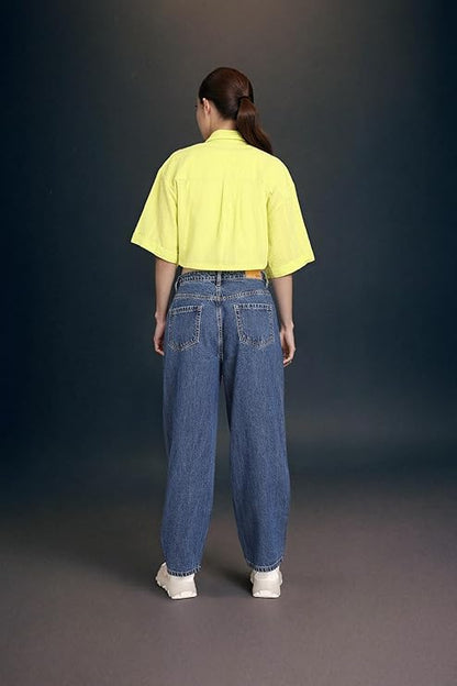 INZORA Women's Baggy Fit Jeans - Mid-Rise | 100% Cotton | Comfortable and Stylish Jeans for Women