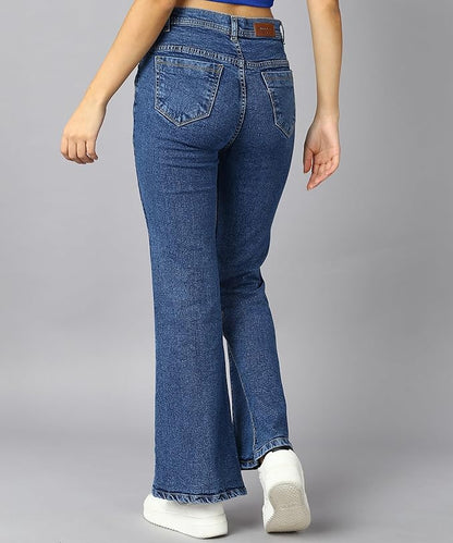 Nivora Womens Mid Rise Denim Wide Leg Jeans for Casual Wear, Comfortable Fit Stylish Bottoms
