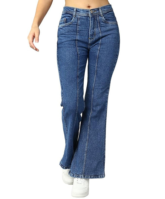 Nivora Womens Mid Rise Denim Wide Leg Jeans for Casual Wear, Comfortable Fit Stylish Bottoms